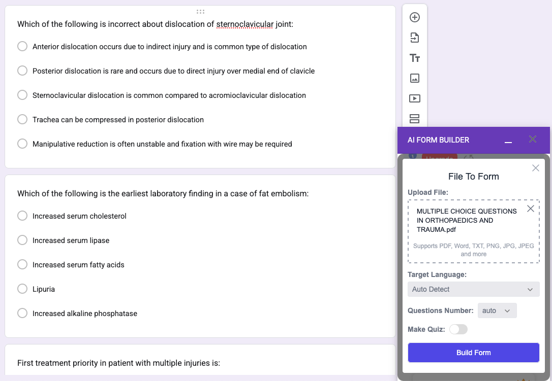 AI Form Builder Generate